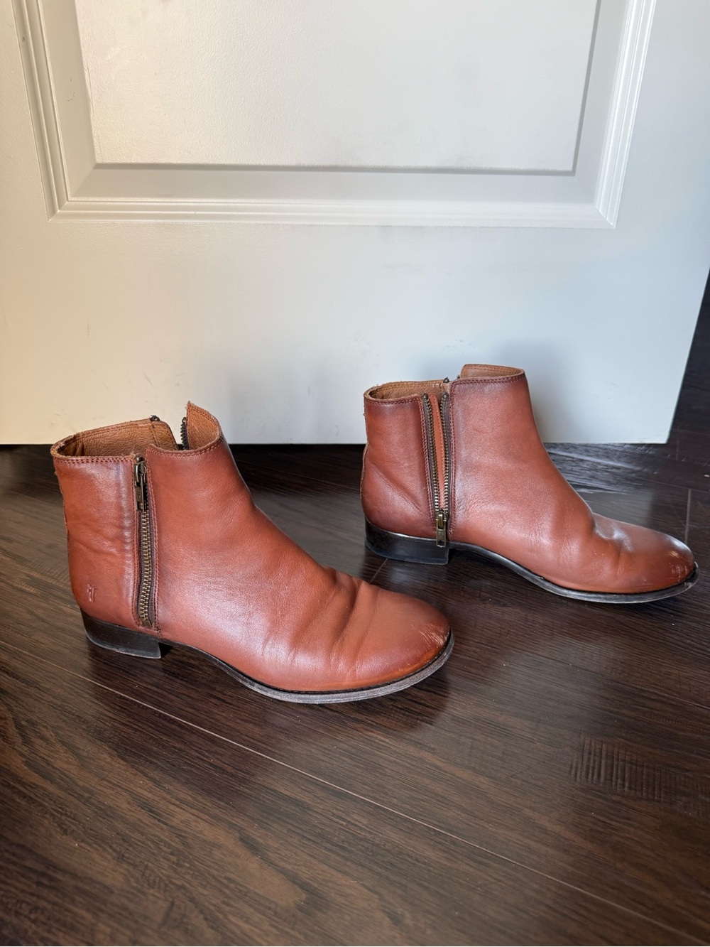Frye Women’s Brown Leather Side-Zip Ankle Boots